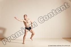 Underwear Gymnastic poses Man White Slim Bald Dancing Dynamic poses Academic